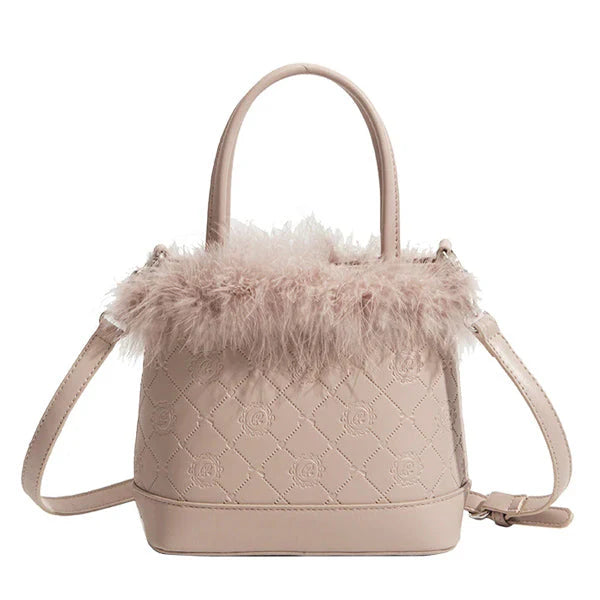 Faux Fur Women’s Plush Bucket Bag Sweet Ladies Portable Crossbody Bags Casual Daily Female Handbags Purse Shoulder Bags Online