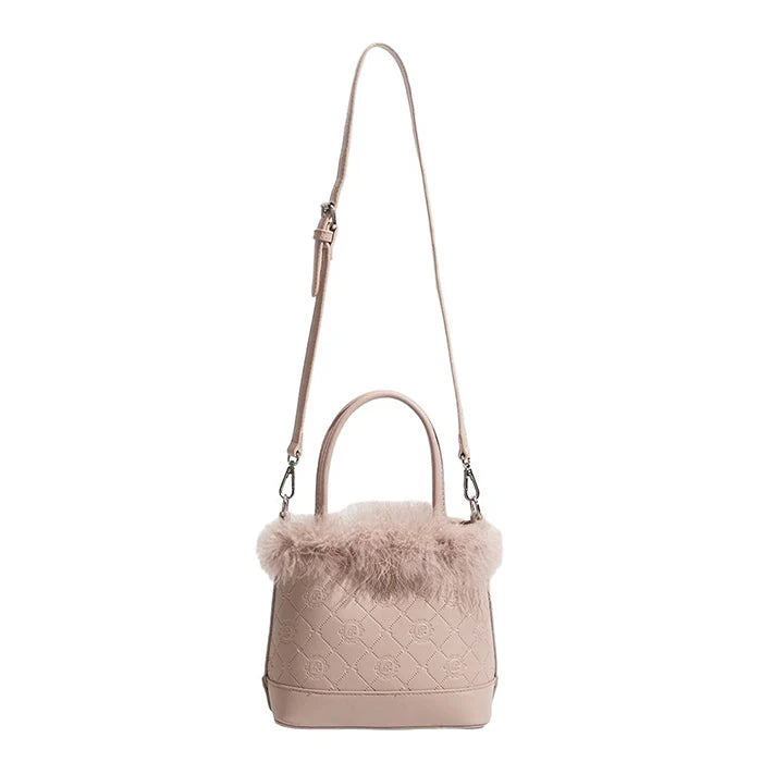 Faux Fur Women’s Plush Bucket Bag Sweet Ladies Portable Crossbody Bags Casual Daily Female Handbags Purse Shoulder Bags Online
