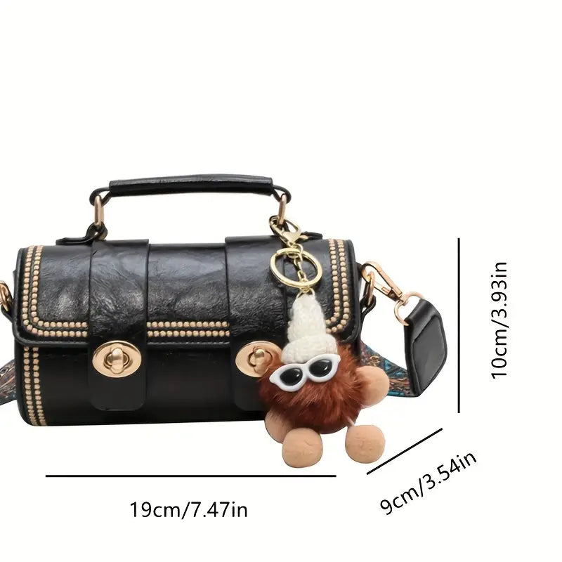 Vintage Square Handbags, Ethnic Style Crossbody Bag, Women's Mini Flap Purse With Buckle Decor