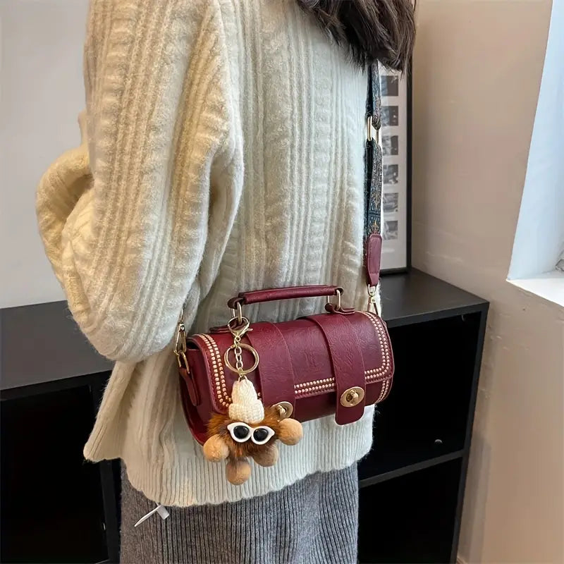 Vintage Square Handbags, Ethnic Style Crossbody Bag, Women's Mini Flap Purse With Buckle Decor