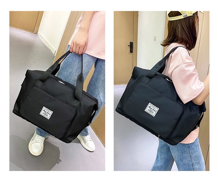 Large Capacity Folding Travel Bag Dry Wet Separated Foldable Gym Bag Fashion Travel Duffel Bag Expandable Space Portable Lightweight Waterproof Carry On Tote