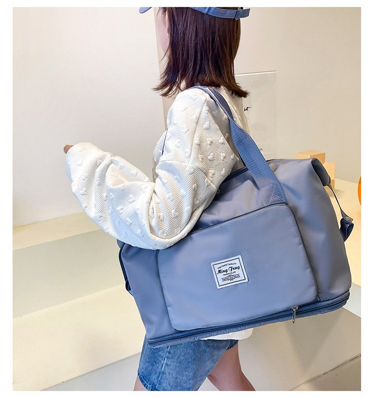 Large Capacity Folding Travel Bag Dry Wet Separated Foldable Gym Bag Fashion Travel Duffel Bag Expandable Space Portable Lightweight Waterproof Carry On Tote
