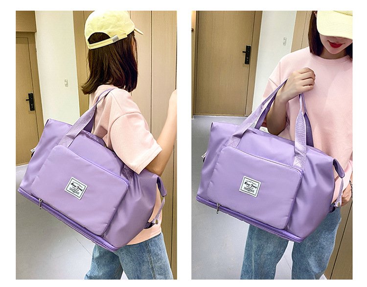 Large Capacity Folding Travel Bag Dry Wet Separated Foldable Gym Bag Fashion Travel Duffel Bag Expandable Space Portable Lightweight Waterproof Carry On Tote