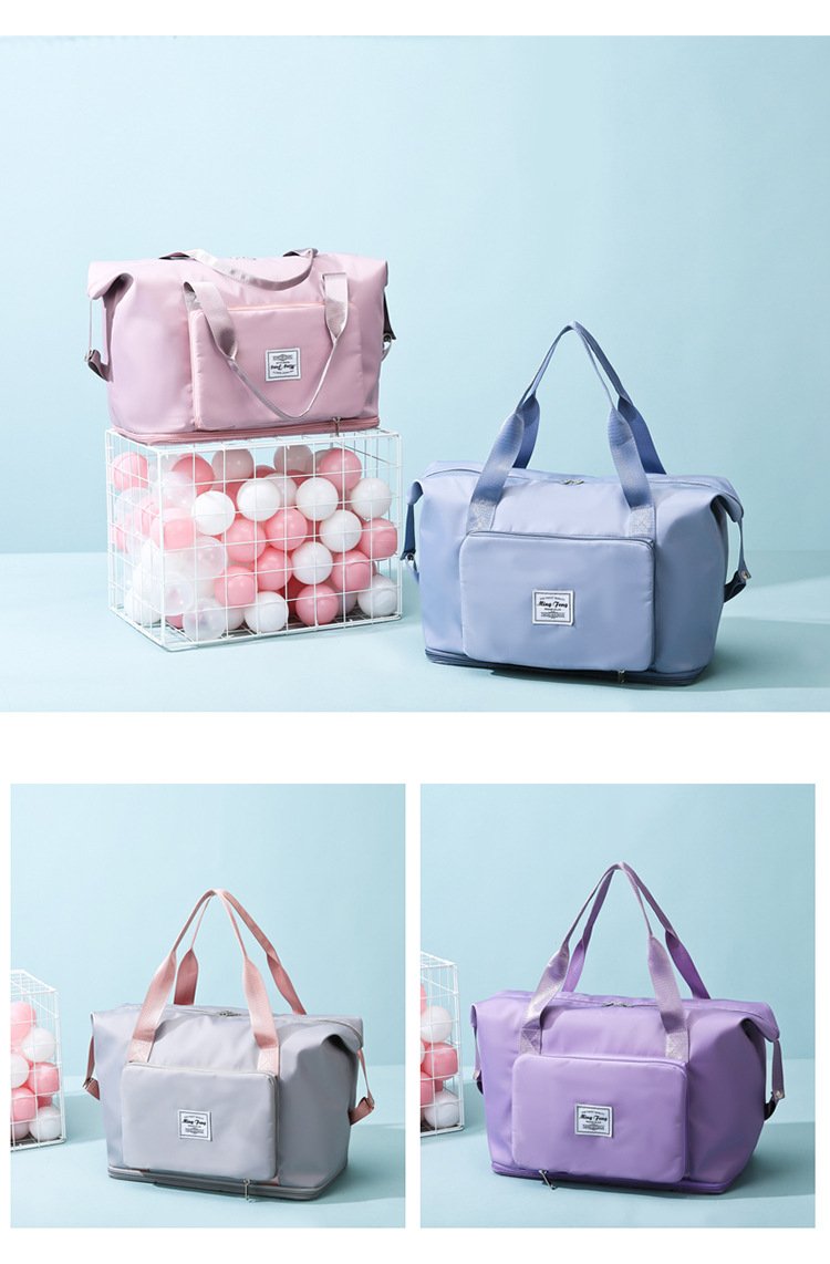 Large Capacity Folding Travel Bag Dry Wet Separated Foldable Gym Bag Fashion Travel Duffel Bag Expandable Space Portable Lightweight Waterproof Carry On Tote