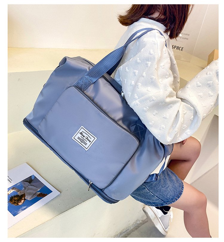 Large Capacity Folding Travel Bag Dry Wet Separated Foldable Gym Bag Fashion Travel Duffel Bag Expandable Space Portable Lightweight Waterproof Carry On Tote