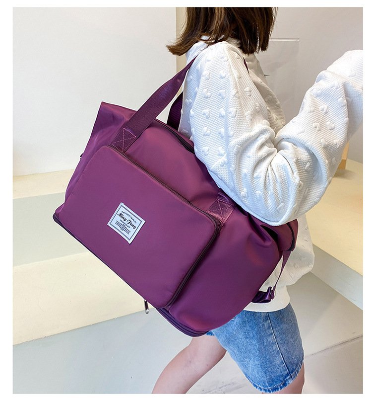 Large Capacity Folding Travel Bag Dry Wet Separated Foldable Gym Bag Fashion Travel Duffel Bag Expandable Space Portable Lightweight Waterproof Carry On Tote