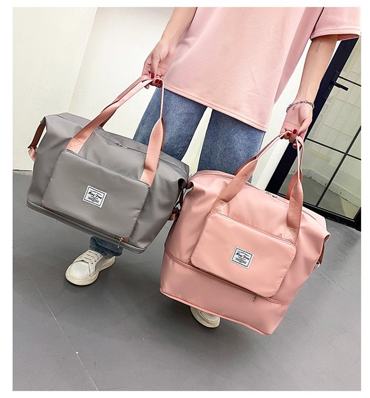 Large Capacity Folding Travel Bag Dry Wet Separated Foldable Gym Bag Fashion Travel Duffel Bag Expandable Space Portable Lightweight Waterproof Carry On Tote