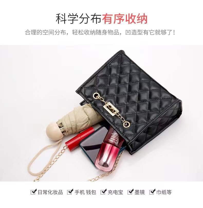 Fashion Rhomboid Grid Women Shoulder Crossbody Bag PU Leather Button Underarm Luxury Chain Bags Lady Small Square Handbag Totes