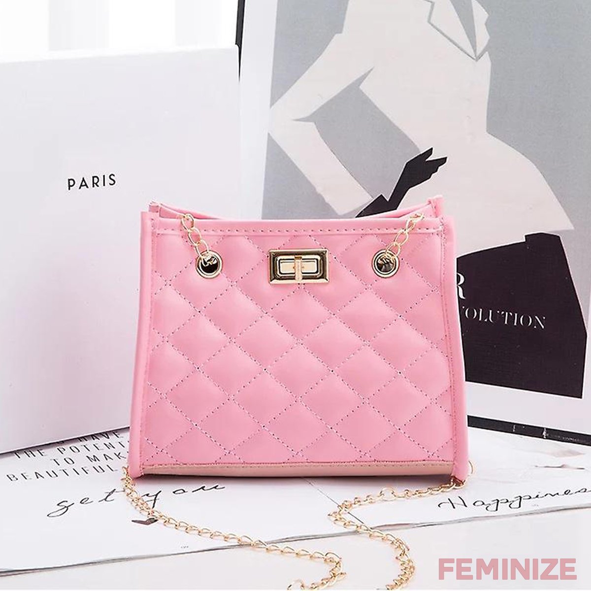 Fashion Rhomboid Grid Women Shoulder Crossbody Bag PU Leather Button Underarm Luxury Chain Bags Lady Small Square Handbag Totes