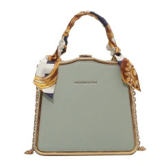 New women's box bag Korean style fashionable high-grade chain messenger bag popular silk scarf handbag