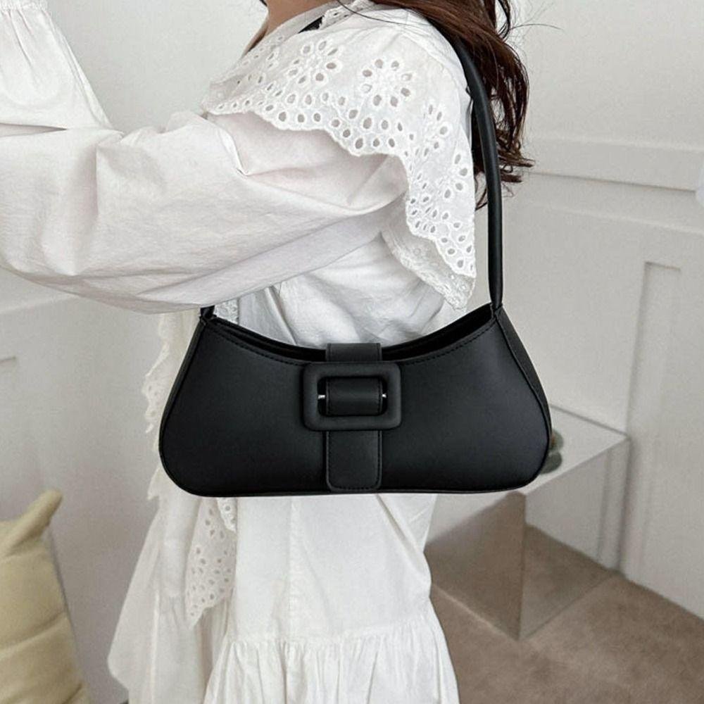 Handbags, PU Leather Solid Color Underarm Bag, Stylish Hobo Bag Women Girls