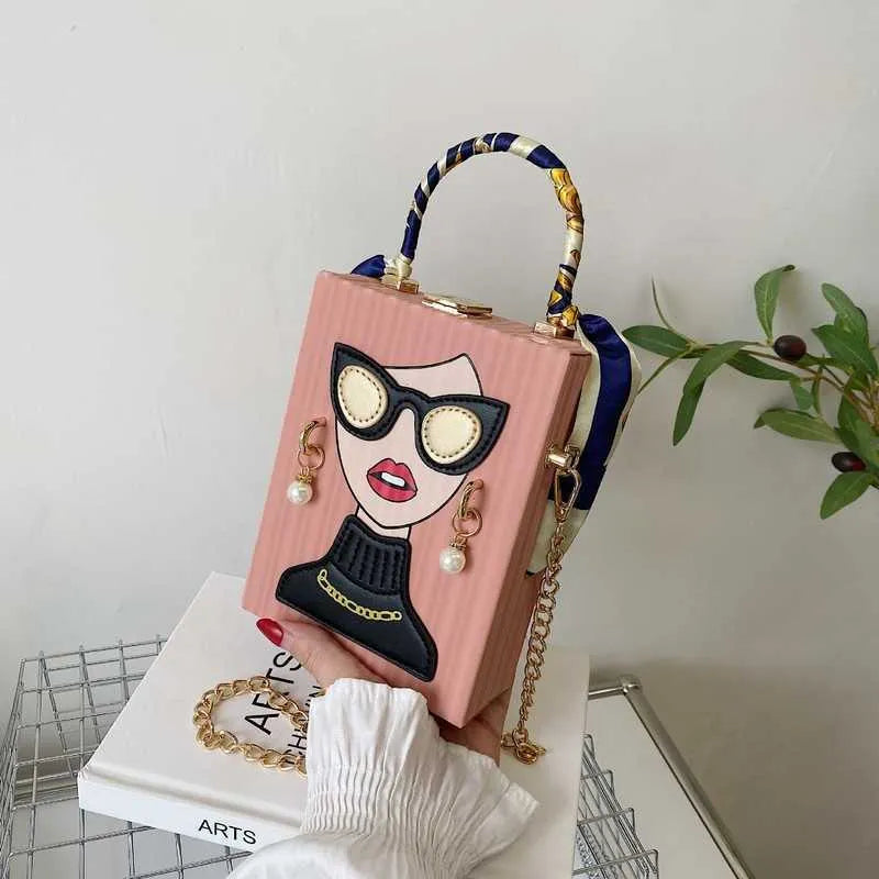 Unique 3D Funky Lady Face PU Leather