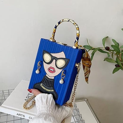 Unique 3D Funky Lady Face PU Leather