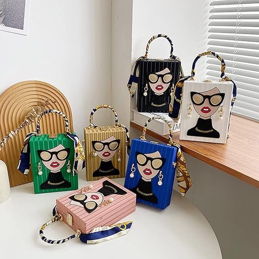 Unique 3D Funky Lady Face PU Leather