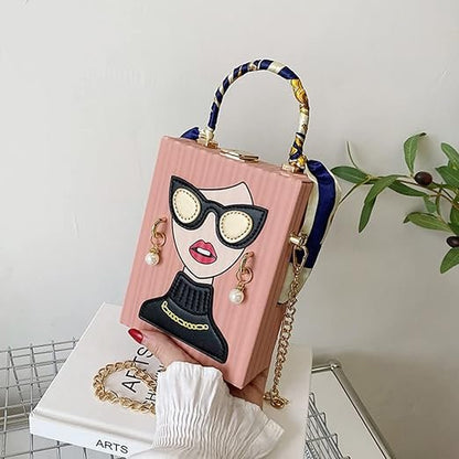 Unique 3D Funky Lady Face PU Leather