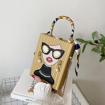 Unique 3D Funky Lady Face PU Leather