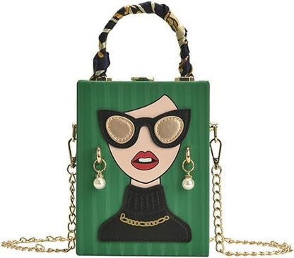 Unique 3D Funky Lady Face PU Leather