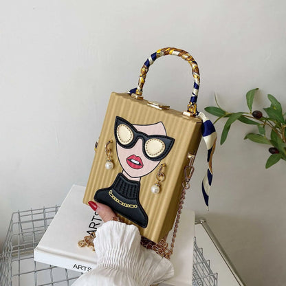 Unique 3D Funky Lady Face PU Leather