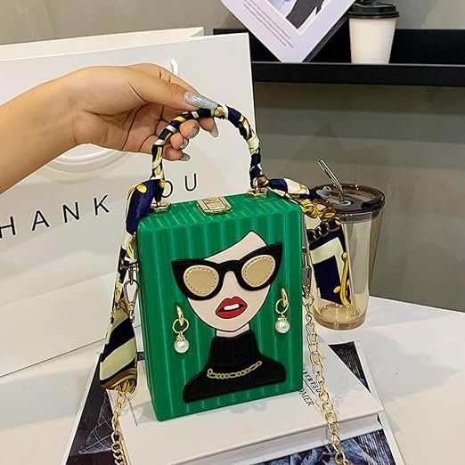 Unique 3D Funky Lady Face PU Leather