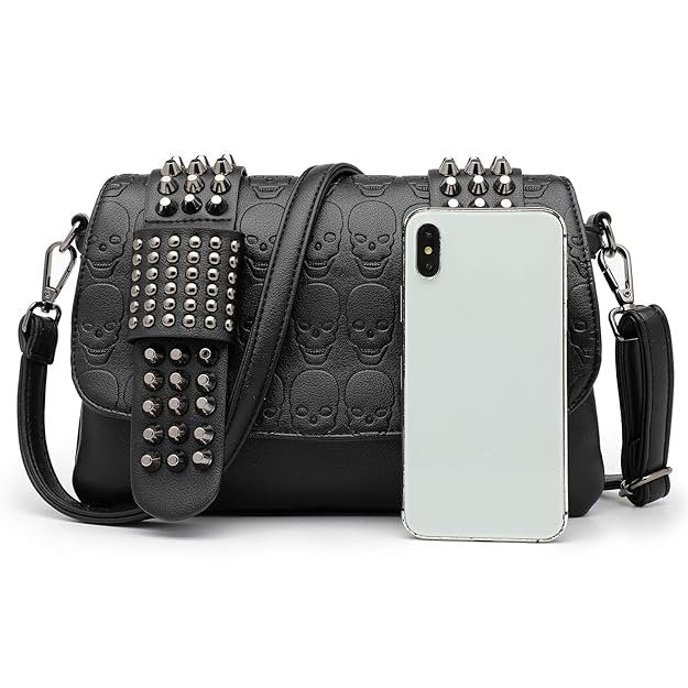 Howkly Gothic Skull Cross body Bag Skull Shoulder Bag Purse