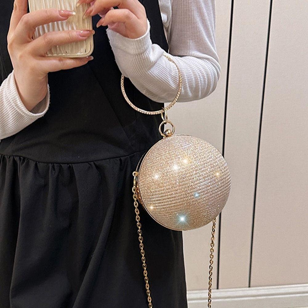 Evening Banquet Bag, Glitter Rhinestone Ball Handbag, Casual Wrist Bag Large Capacity Shoulder Bag Ladies Clutch Bag Party