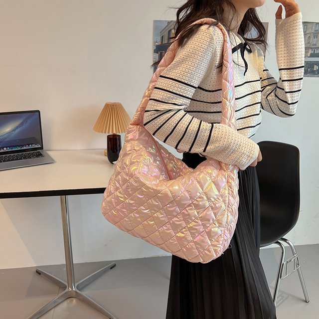 New Autumn Winter Ladies Tote Handbags Laser Cotton Padded Shoulder Bag