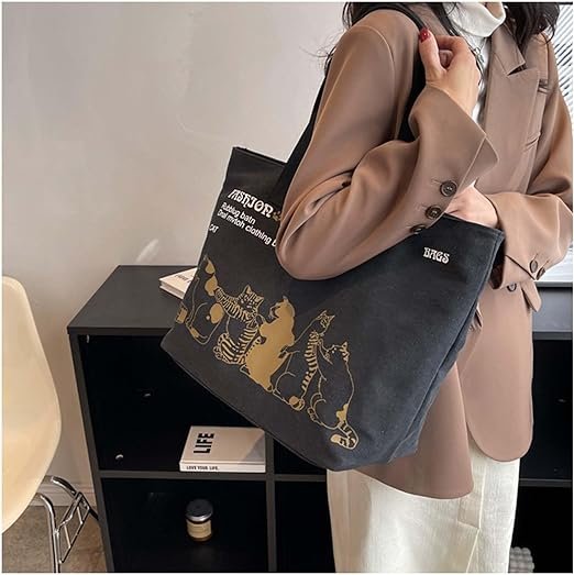 Women'S Large Canvas Tote Bag The Tote Bag Dupes Tote Bag with Zipper Cute Tote Bag Suitable for Daily Commuting