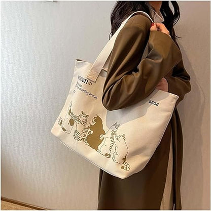 Women'S Large Canvas Tote Bag The Tote Bag Dupes Tote Bag with Zipper Cute Tote Bag Suitable for Daily Commuting