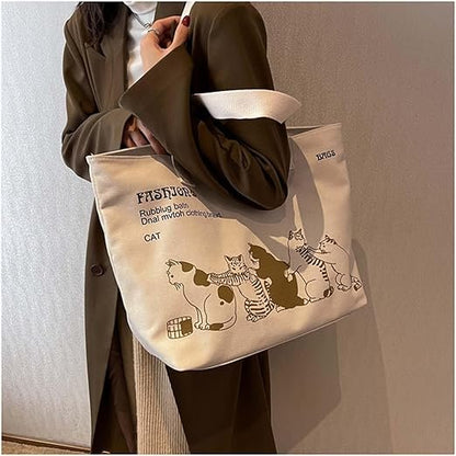 Women'S Large Canvas Tote Bag The Tote Bag Dupes Tote Bag with Zipper Cute Tote Bag Suitable for Daily Commuting