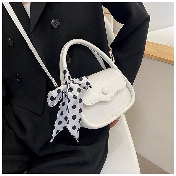 PU Leather Small Fresh Women's Bag New Niche Design Single Shoulder Bag Silk Scarf Drawstring Handheld Crossbody Bag