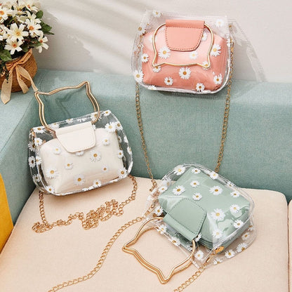 Handle Cat Shape Handle Handbags Metal Daisy Mini Crossbody Bags Girls