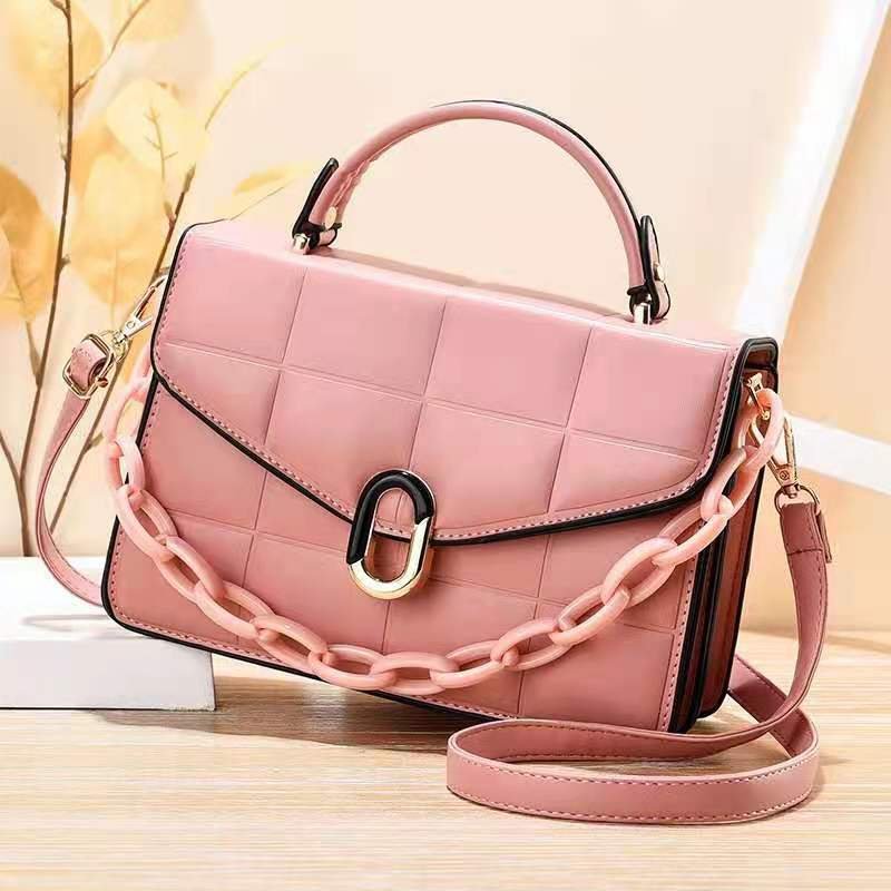 Fashion Women's Shoulder Bag Retro Solid Color Texture Small Square Bag