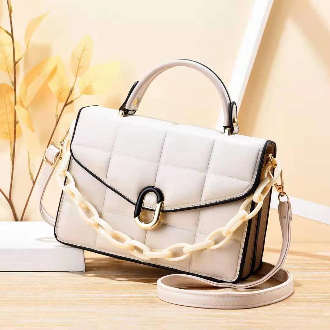 Fashion Women's Shoulder Bag Retro Solid Color Texture Small Square Bag