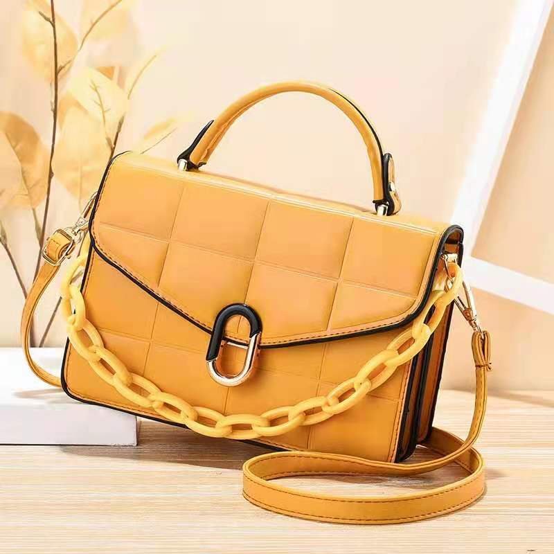 Fashion Women's Shoulder Bag Retro Solid Color Texture Small Square Bag