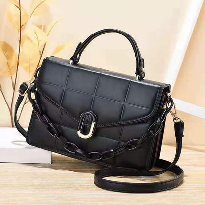 Fashion Women's Shoulder Bag Retro Solid Color Texture Small Square Bag