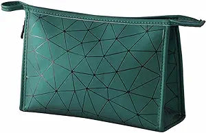 Fashion Women PU Geometric Graid Shaped Large Capacity Clutch Cosmetic Bag Mix Color