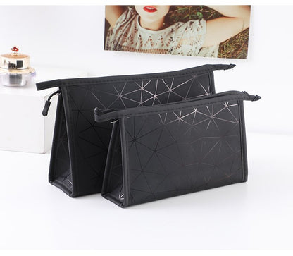 Fashion Women PU Geometric Graid Shaped Large Capacity Clutch Cosmetic Bag Mix Color