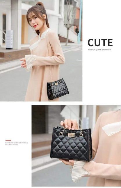 Fashion Rhomboid Grid Women Shoulder Crossbody Bag PU Leather Button Underarm Luxury Chain Bags Lady Small Square Handbag Totes