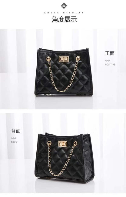 Fashion Rhomboid Grid Women Shoulder Crossbody Bag PU Leather Button Underarm Luxury Chain Bags Lady Small Square Handbag Totes